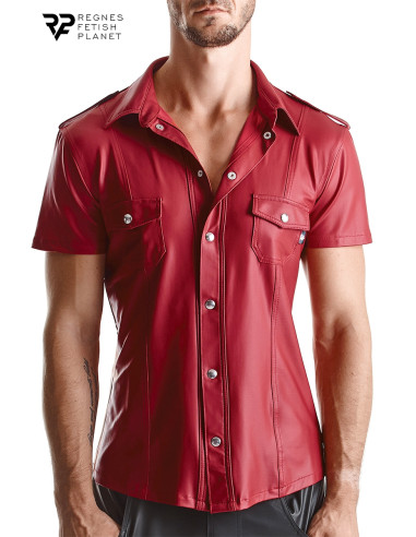 Chemise manches courtes wetlook rouge Carlo - Regnes