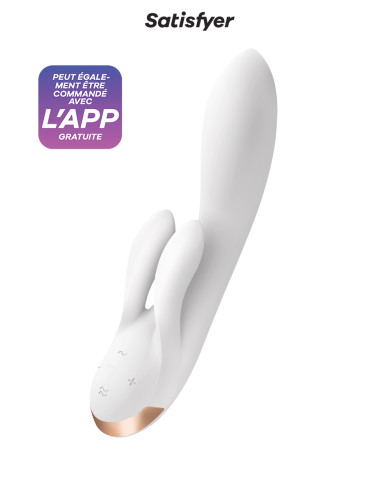 Vibro Rabbit connecté Double Flex blanc - Satisfyer